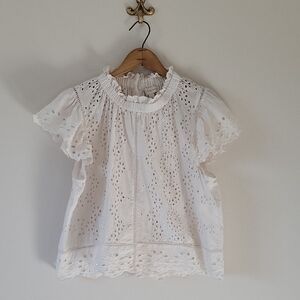 Jennifer & Grace Ivory Eyelet Blouse Size Large